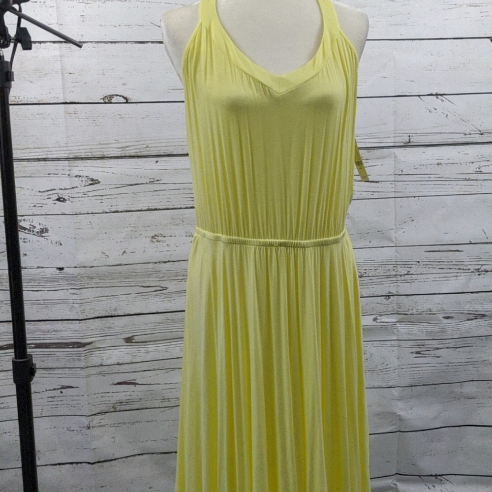Lemon colored tea length dress C27